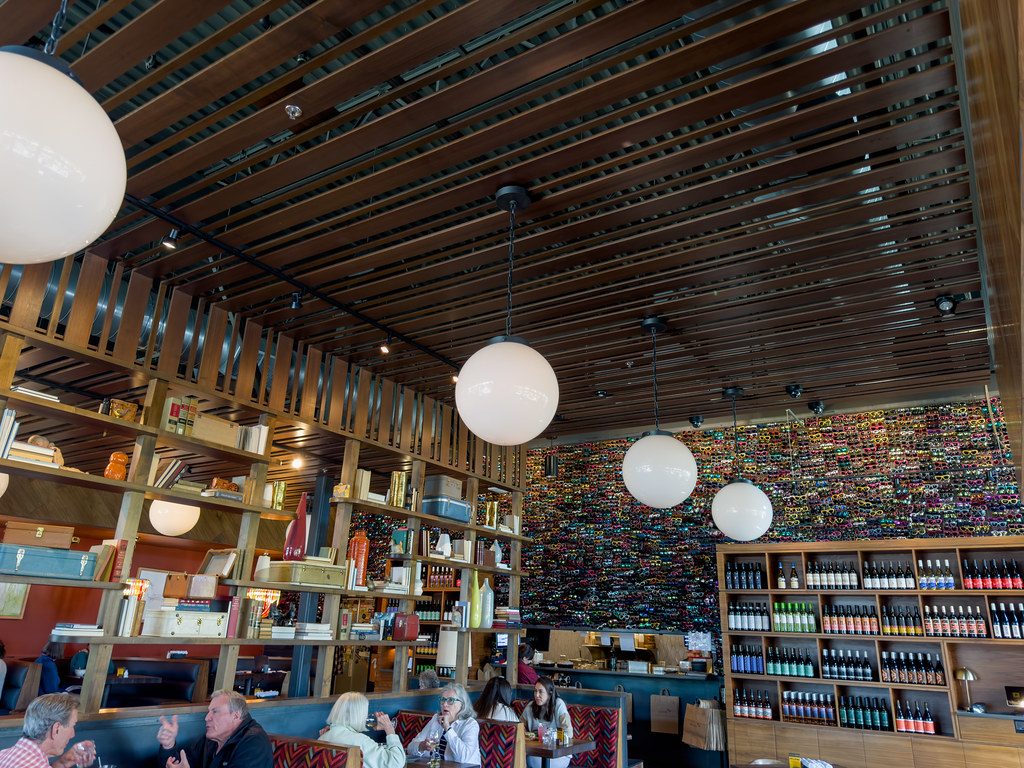 Casual restaurant interior with a simple, relaxed dining setup
