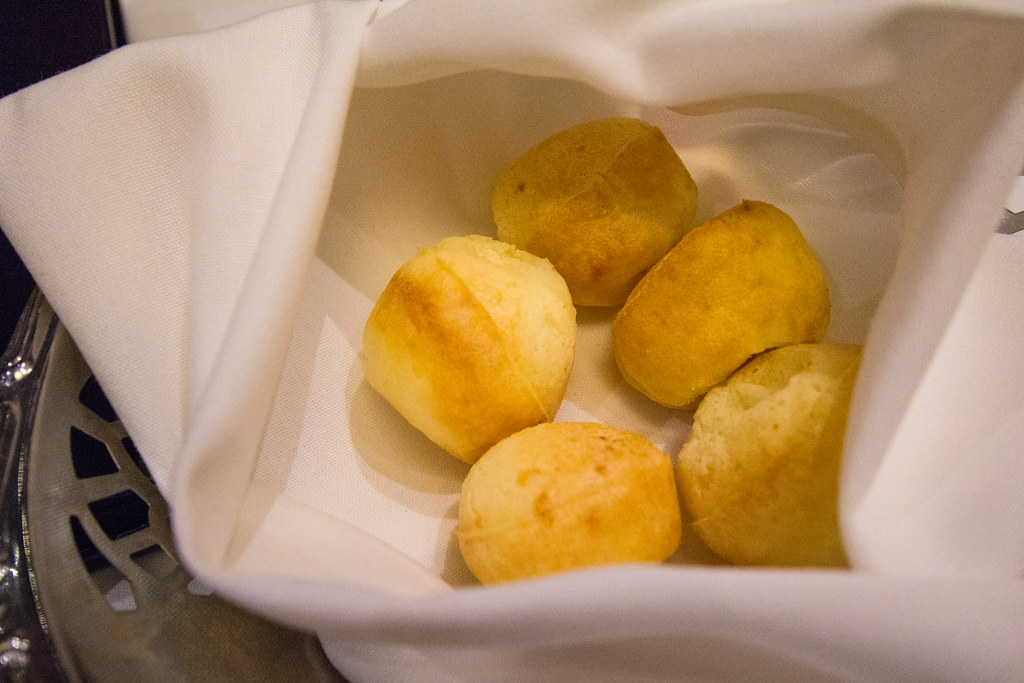 Golden-brown pao de queijo cheese bread, a traditional Brazilian snack